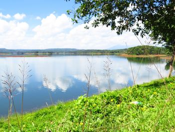 Scenic view of lake against sky