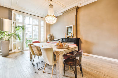 Empty chairs and table at home