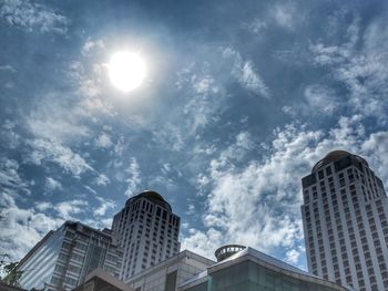 Low angle view of modern buildings against sky