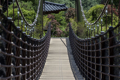 Close-up of suspension bridge