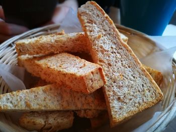 Close-up of breakfast on table