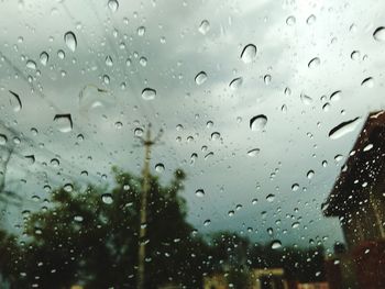 Close-up of water drops on glass