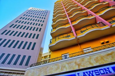 Low angle view of modern building against sky