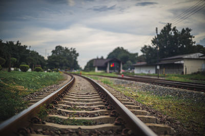 Railroad track against sky