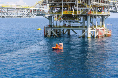 Fast rescue craft deployed at oil field