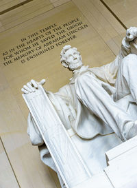 Tilt shot of statue at lincoln memorial