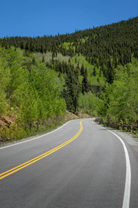 Road amidst green landscape against clear sky