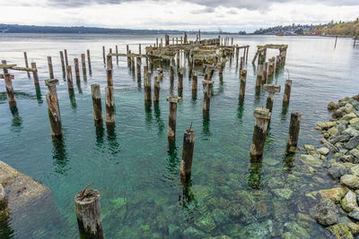 Decaying pilings landscape.