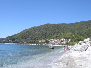 Scenic view of sea against clear sky