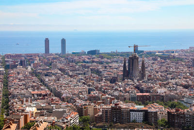 High angle view of buildings in city