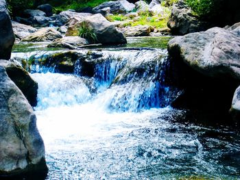 Scenic view of waterfall