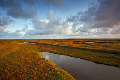 Scenic view of lake against sky