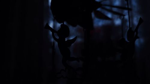 Close-up of silhouette people at night