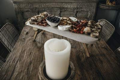 High angle view of food on table