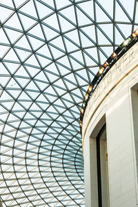 Low angle view of skylight in building