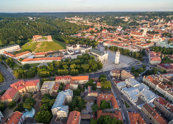 High angle view of townscape against sky