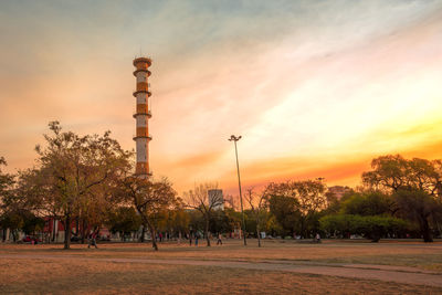 View of tower in park during sunset