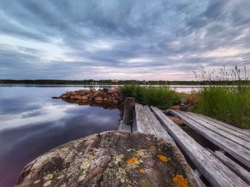 Scenic view of lake against sky
