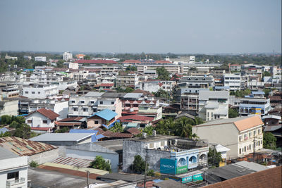 High angle view of townscape against sky