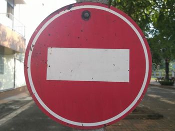 Close-up of road sign