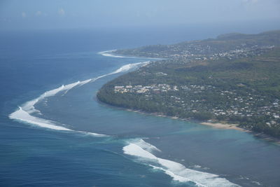 High angle view of sea against sky