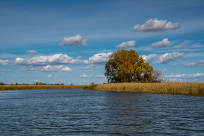 Scenic view of lake against sky