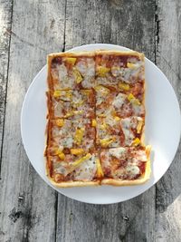 Directly above shot of food in plate on table