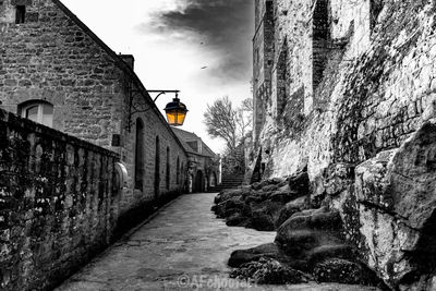 Narrow alley amidst buildings against sky