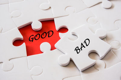 High angle view of text on paper