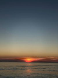 Scenic view of sea against clear sky during sunset