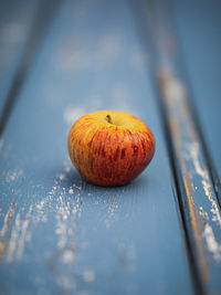 High angle view of apple on table