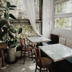 Empty chairs and table at home