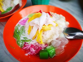 High angle view of salad in bowl