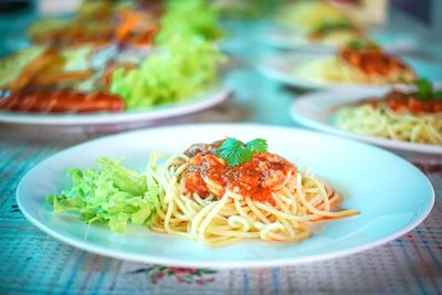 Close-up of meal served in plate