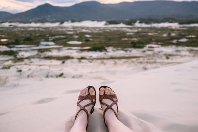 Low section of person on beach