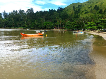 Scenic view of lake against sky