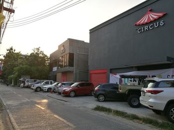 Cars parked on street