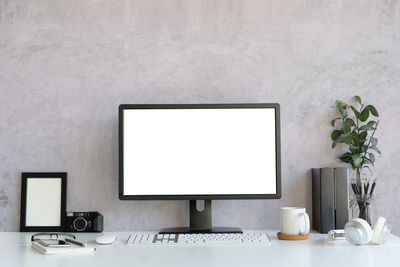 Close-up of computer on desk