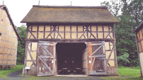 Exterior of old building against sky