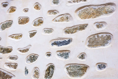 High angle view of footprints on sand