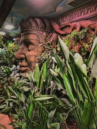 Close-up of statue against plants