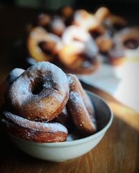 Donuts of  dessert in plate on table