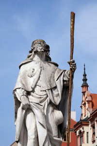 Saint roch statue, plague column at main square of the city of maribor in slovenia