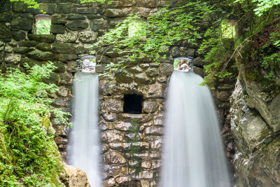 View of waterfall in forest