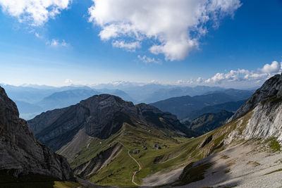 Scenic view of mountains against sky