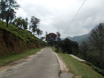 Road amidst trees against sky