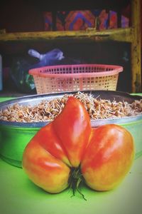 Close-up of apple on table