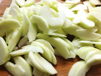 Close-up of chopped vegetables on cutting board