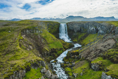 Scenic view of waterfall