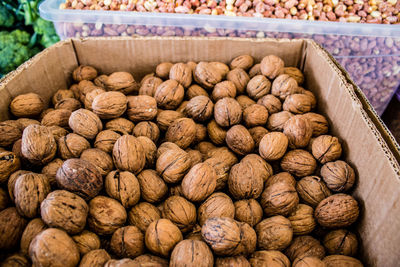 Close-up of walnuts for sale at market